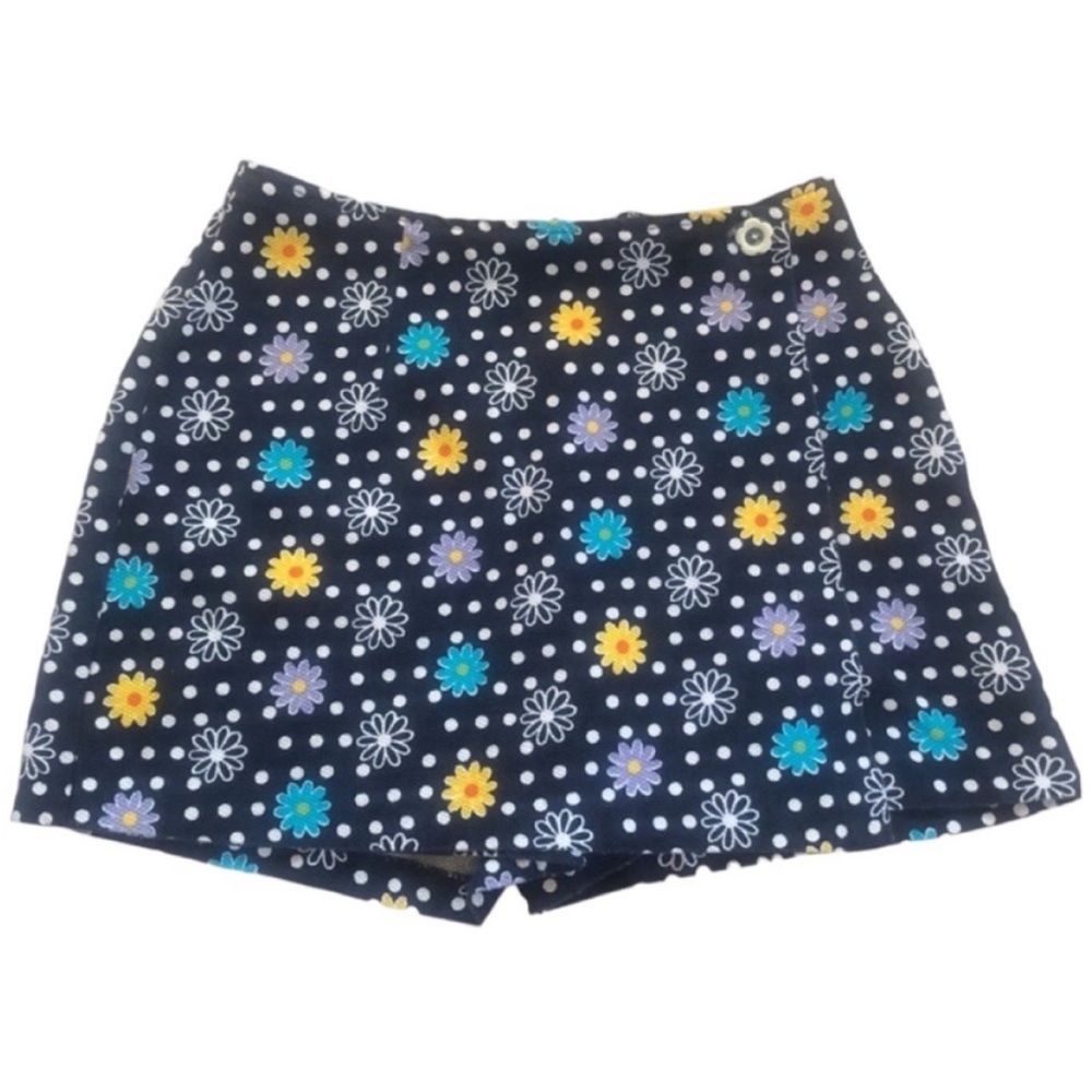 SALE VTG California Concepts Floral Skort Navy Daisies Polka Dots 90s Y2K Size 7